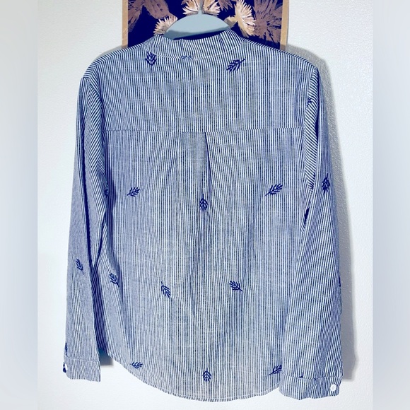 Petite Striped Long Sleeve Embroidered Shirt​ - Picture 3 of 5